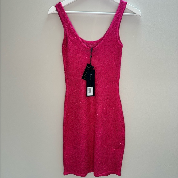 New White Fox Gen Z Love Sequin Starfish Knit Mini Dress Pink Size S - Picture 7 of 9